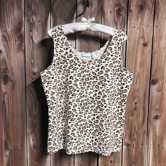 Chico’s Classic Animal Leopard Print Base Layer Lagenlook Western Tank Top Sz XL - Picture 1 of 6